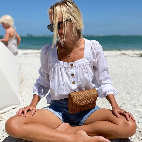 NWT Emerson Fry Laurent Button Front Long Sleeve Blouse in White | Small - Picture 10 of 15